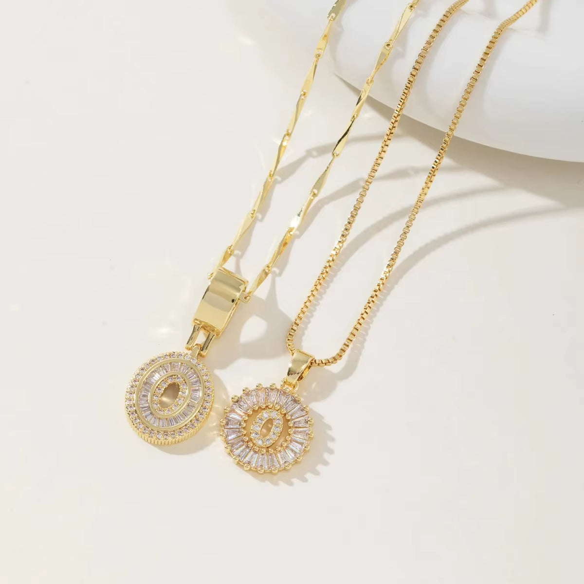 Copper 26 Alphabet Circular Dangles Zirconiaice Sugar Flower Pendant Necklaces Layering Combinationset Jewelry Accessories