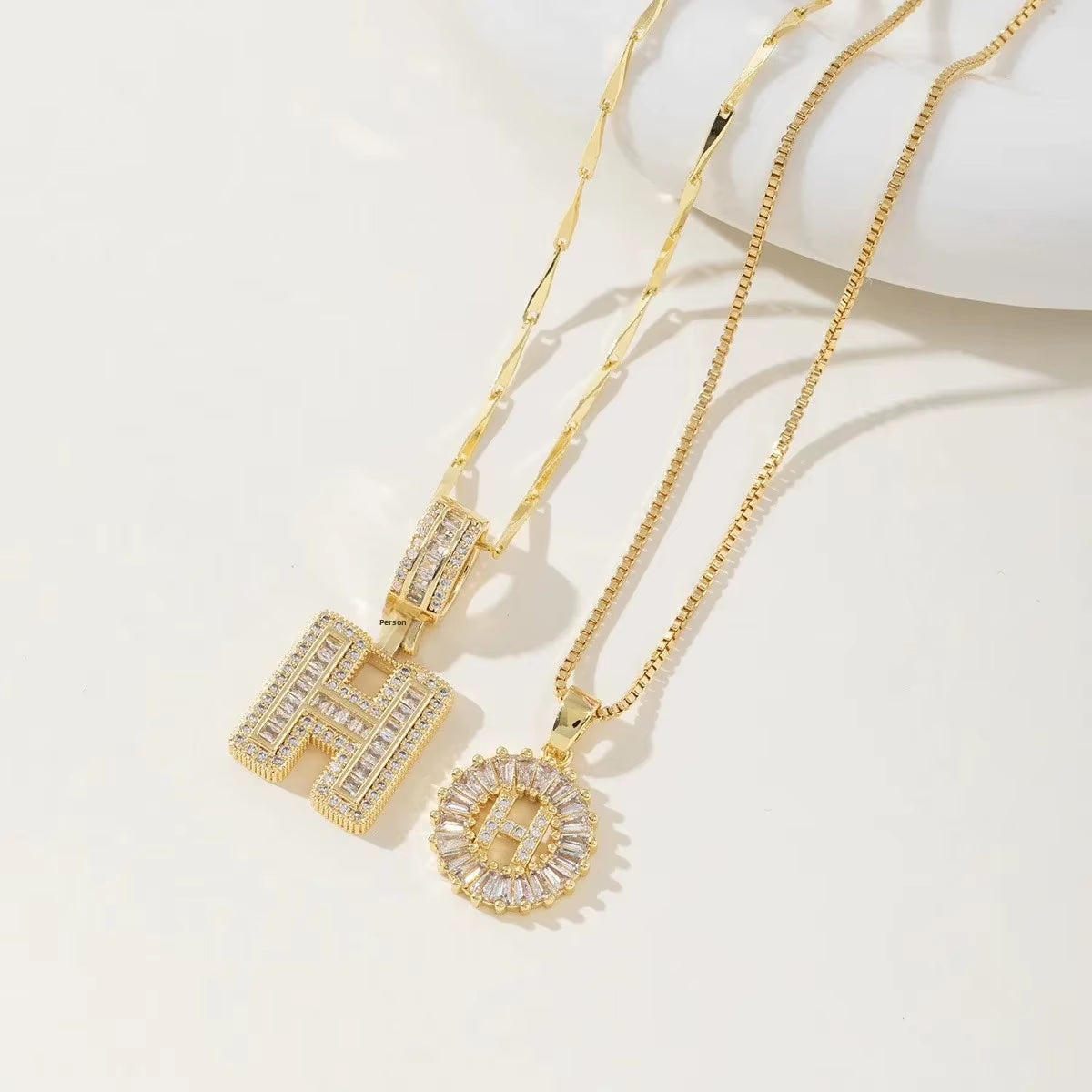 Copper 26 Alphabet Circular Dangles Zirconiaice Sugar Flower Pendant Necklaces Layering Combinationset Jewelry Accessories