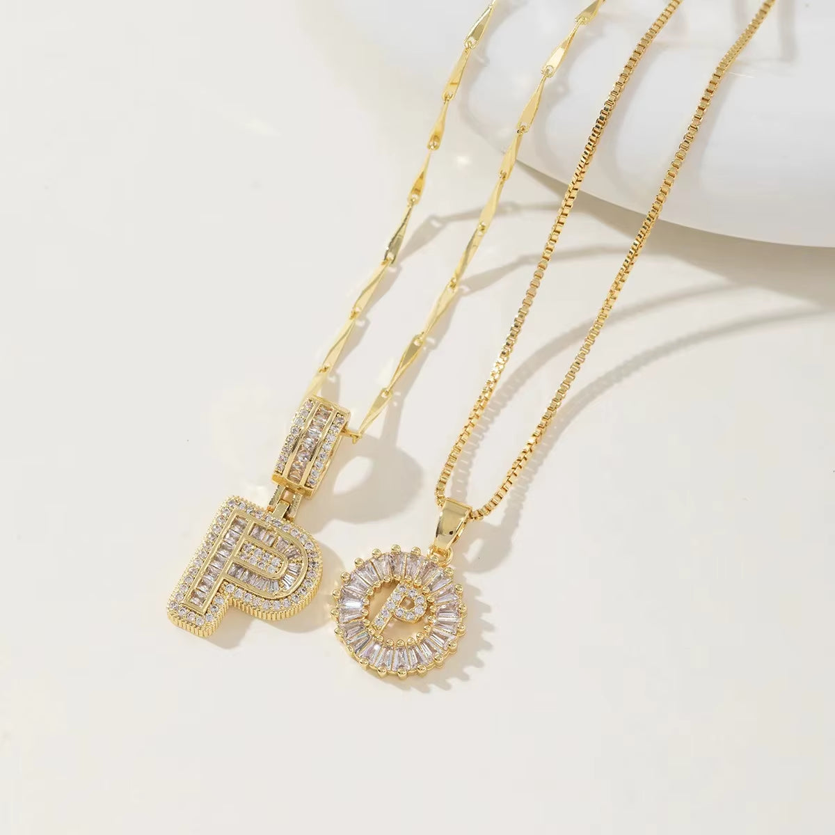 Copper 26 Alphabet Circular Dangles Zirconiaice Sugar Flower Pendant Necklaces Layering Combinationset Jewelry Accessories