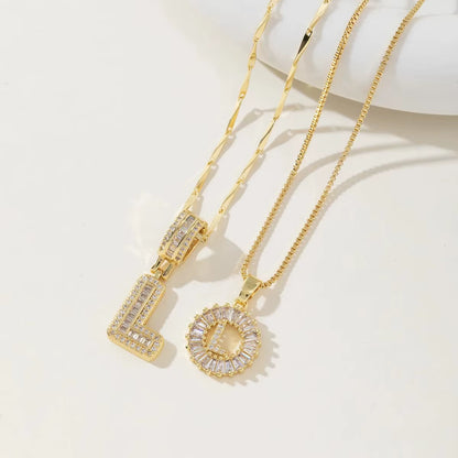Copper 26 Alphabet Circular Dangles Zirconiaice Sugar Flower Pendant Necklaces Layering Combinationset Jewelry Accessories