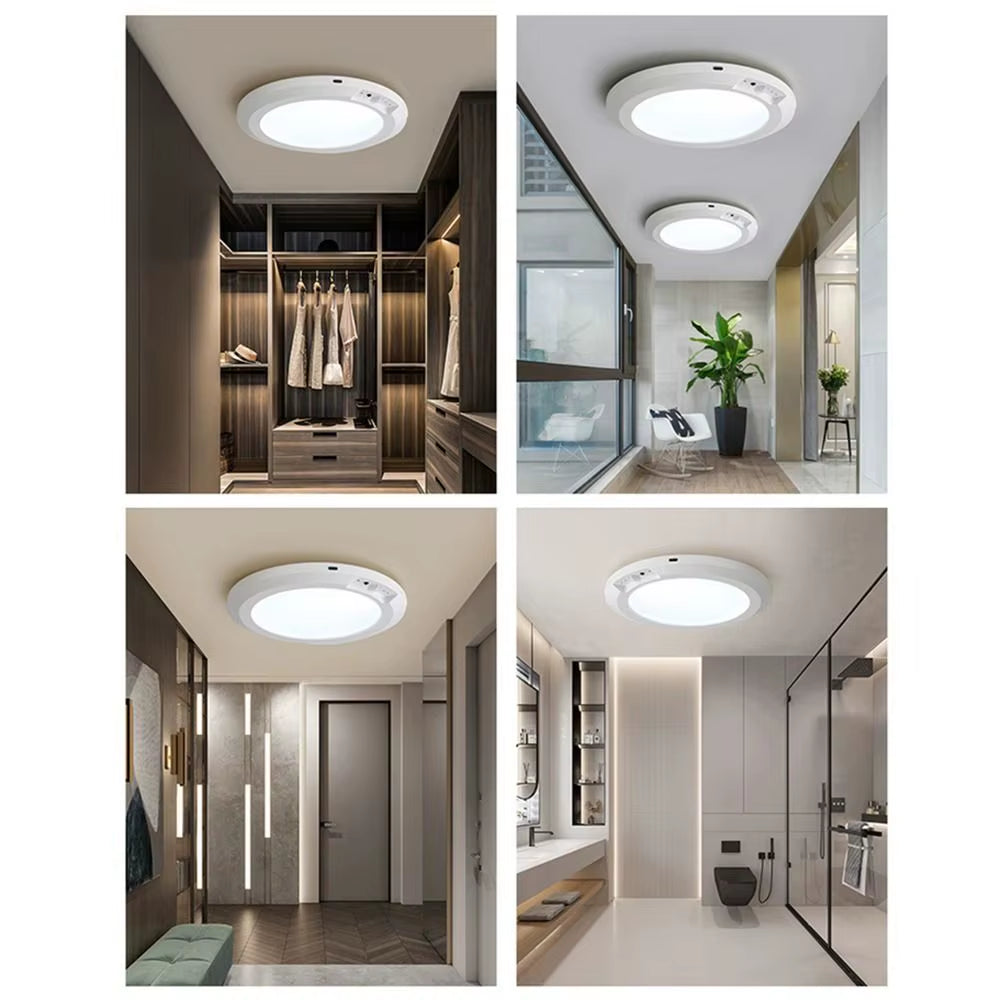 Round Motion Sensor Lights Wireless Induction 3 Color Ceiling Light with Remote Control Motion Activated LED Closet Lamp Hallway