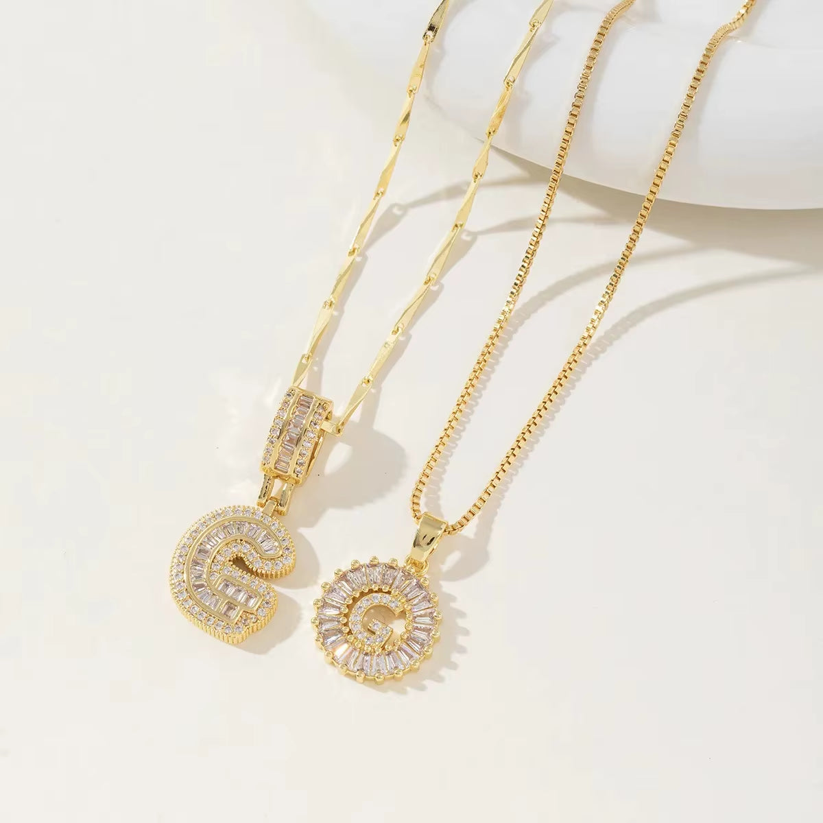 Copper 26 Alphabet Circular Dangles Zirconiaice Sugar Flower Pendant Necklaces Layering Combinationset Jewelry Accessories