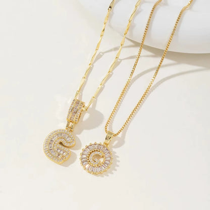 Copper 26 Alphabet Circular Dangles Zirconiaice Sugar Flower Pendant Necklaces Layering Combinationset Jewelry Accessories