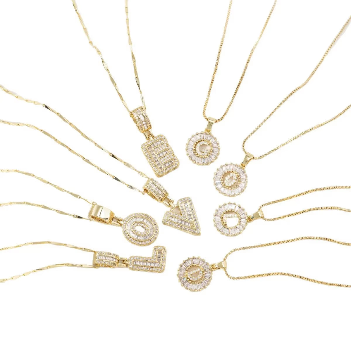 Copper 26 Alphabet Circular Dangles Zirconiaice Sugar Flower Pendant Necklaces Layering Combinationset Jewelry Accessories