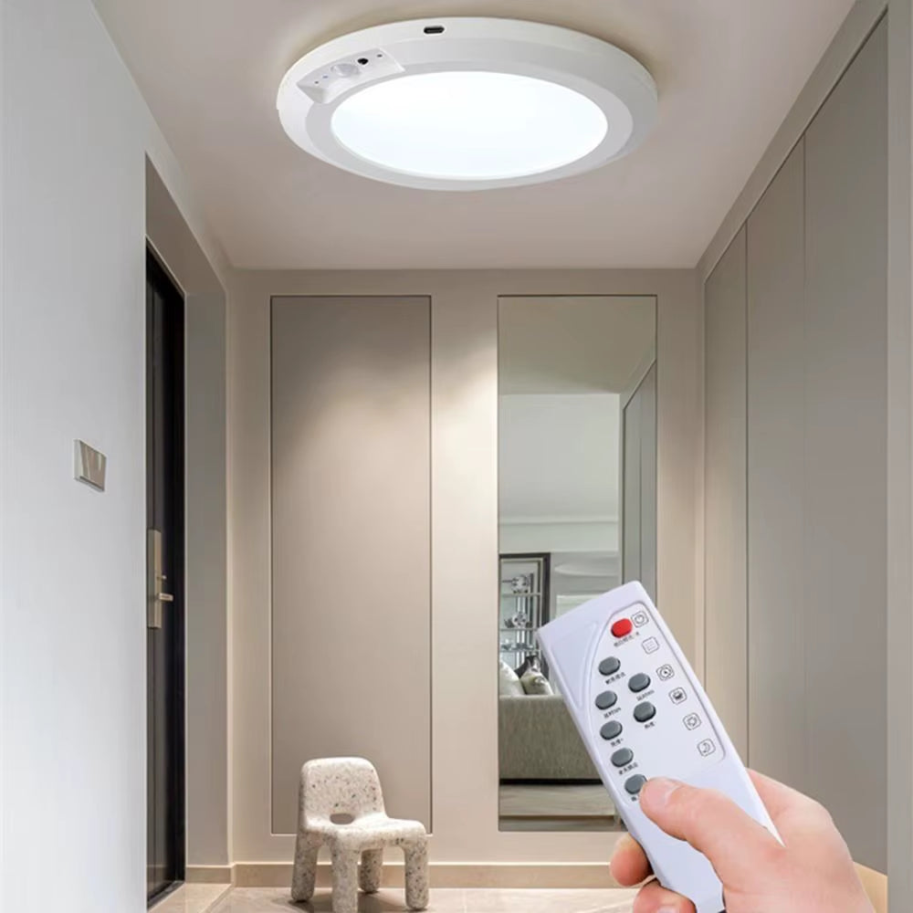 Round Motion Sensor Lights Wireless Induction 3 Color Ceiling Light with Remote Control Motion Activated LED Closet Lamp Hallway