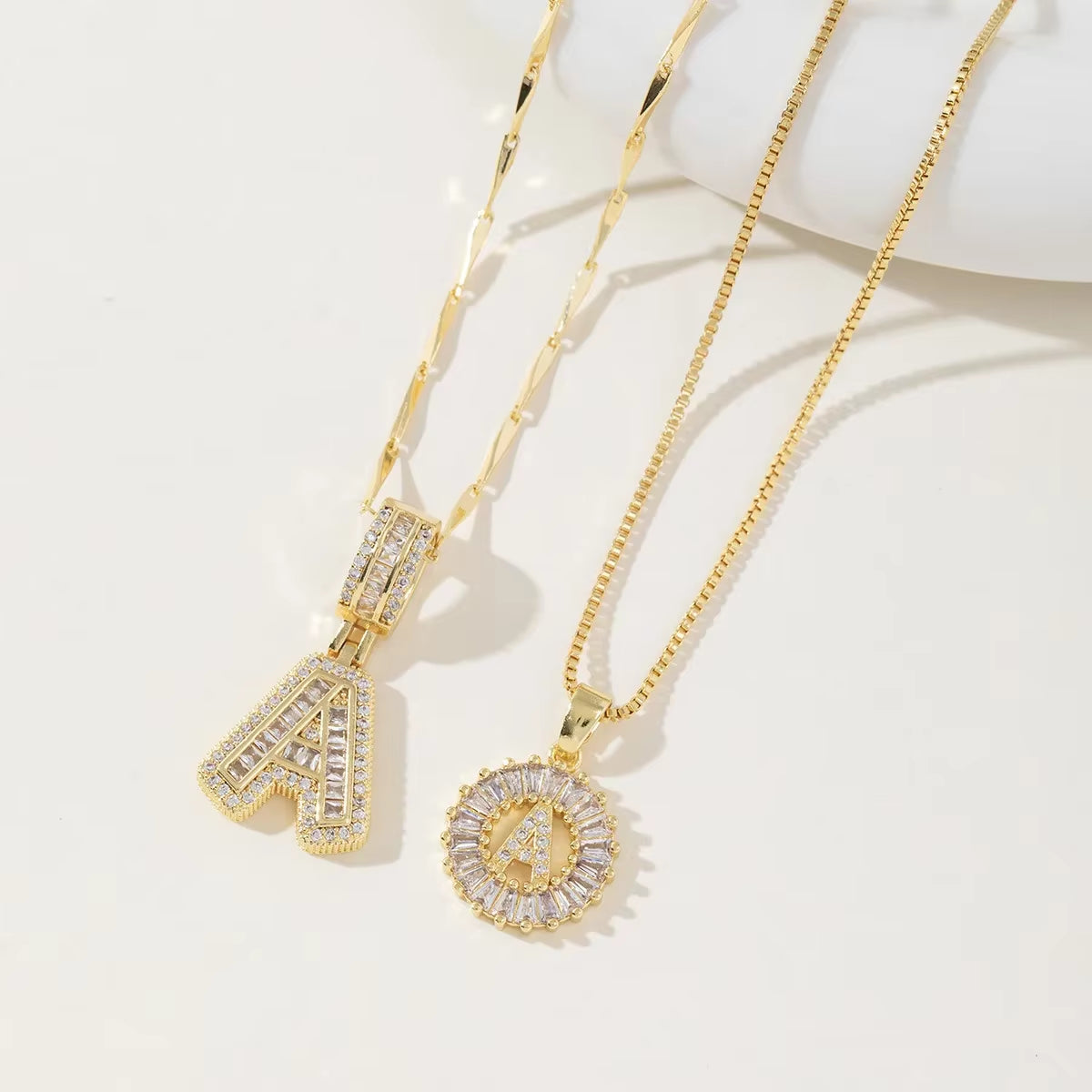 Copper 26 Alphabet Circular Dangles Zirconiaice Sugar Flower Pendant Necklaces Layering Combinationset Jewelry Accessories