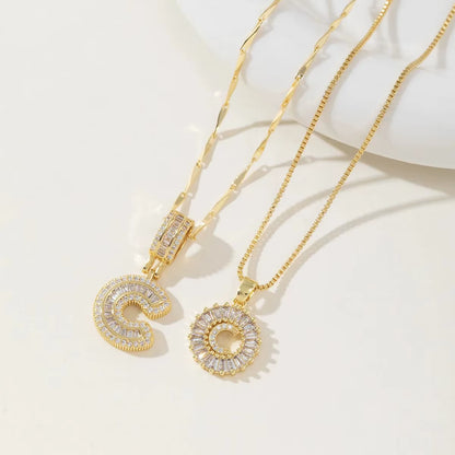Copper 26 Alphabet Circular Dangles Zirconiaice Sugar Flower Pendant Necklaces Layering Combinationset Jewelry Accessories