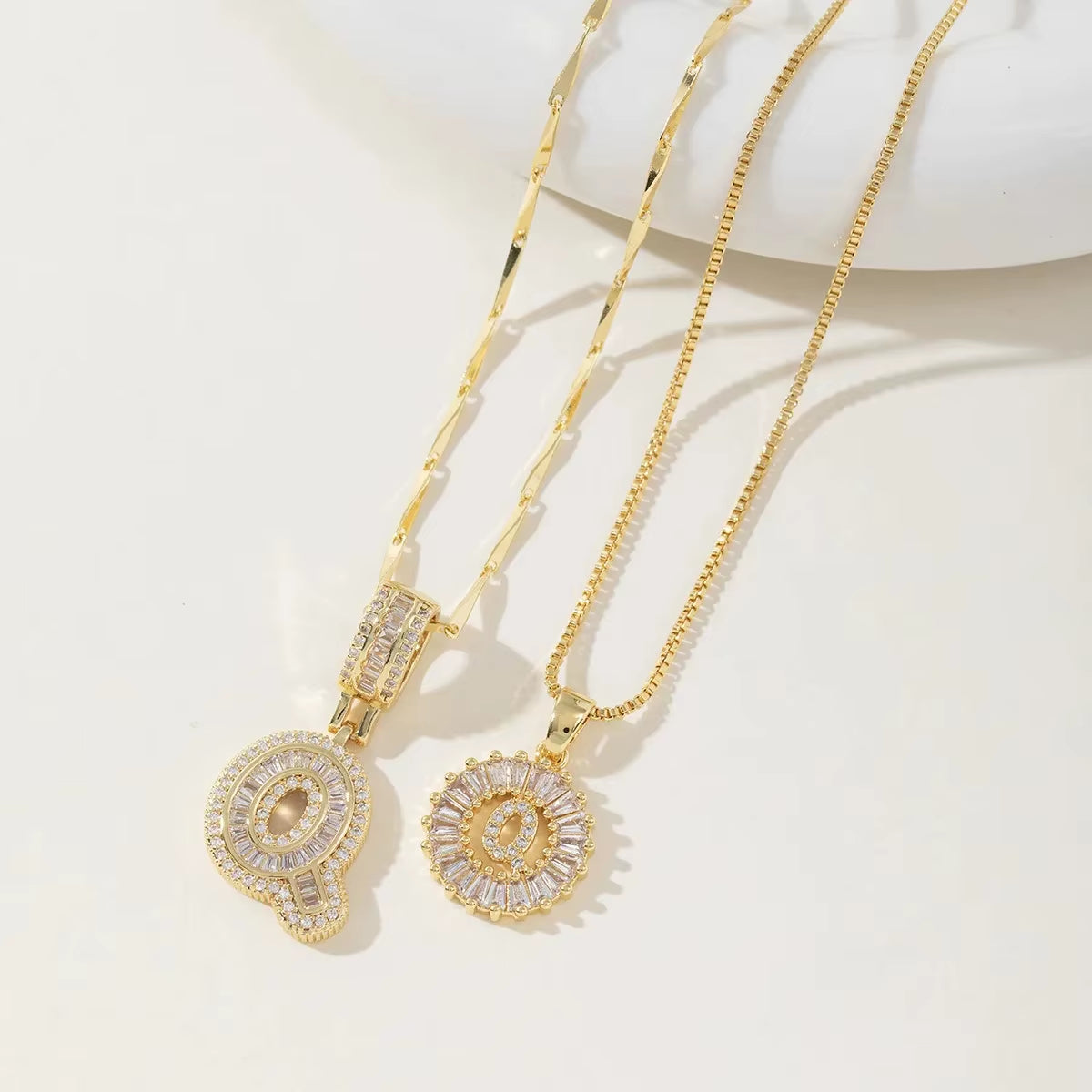 Copper 26 Alphabet Circular Dangles Zirconiaice Sugar Flower Pendant Necklaces Layering Combinationset Jewelry Accessories